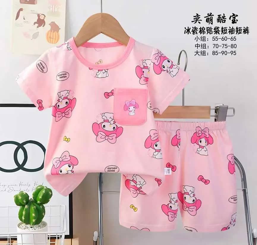 ست تیشرت شورت دخترانه ملودی صورتی