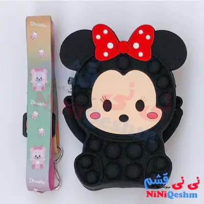 کیف سیلیکونی مشکی فانتزی بچگانه طرح میکی حباب دار کد 002