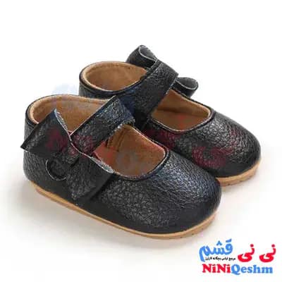 پاپوش چرمی دخترانه مدل مجلسی رنگ مشکی