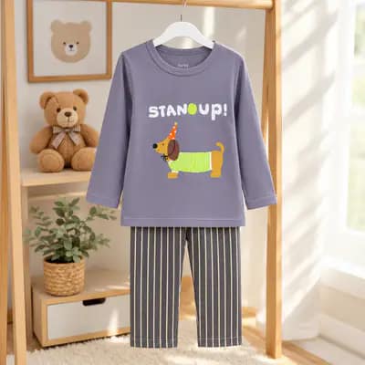 ست بلوز و شلوار راحتی طرح سگ Stand Up کد 22115