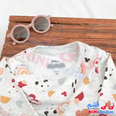 بلوز آستین بلند بچه گانه طرح مینی موس رنگ طوسی