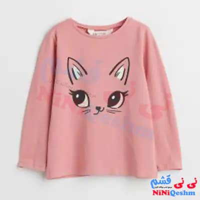 تیشرت بچه گانه استین بلند رنگ صورتی