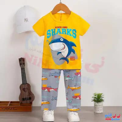 تیشرت شلوار بچه گانه طرح کوسه کوچولو کد 21406