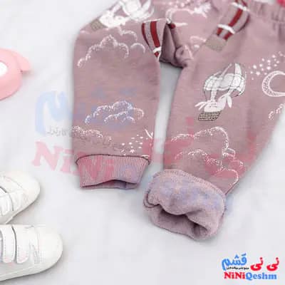 شلوار دخترانه رنگ یاسی تو کرک و پاچه کش باف