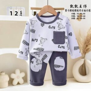 بلوز شلوار راحتی بچگانه طرح خرس تدی کد 22092 فروشگاه لباس کودک نی نی قشم