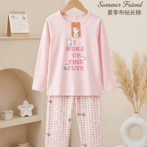 ست بلوز و شلوار دخترانه طرح خرس I Woke Up This Cute کد 22112 فروشگاه لباس کودک نی نی قشم